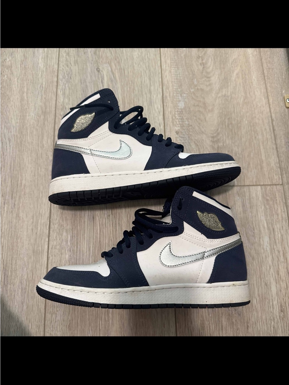 Men's Navy and White High-Top Sneakers